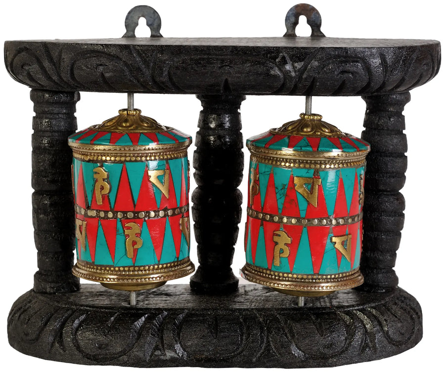 Tibetan Buddhist Prayer Wheels Brass Statue