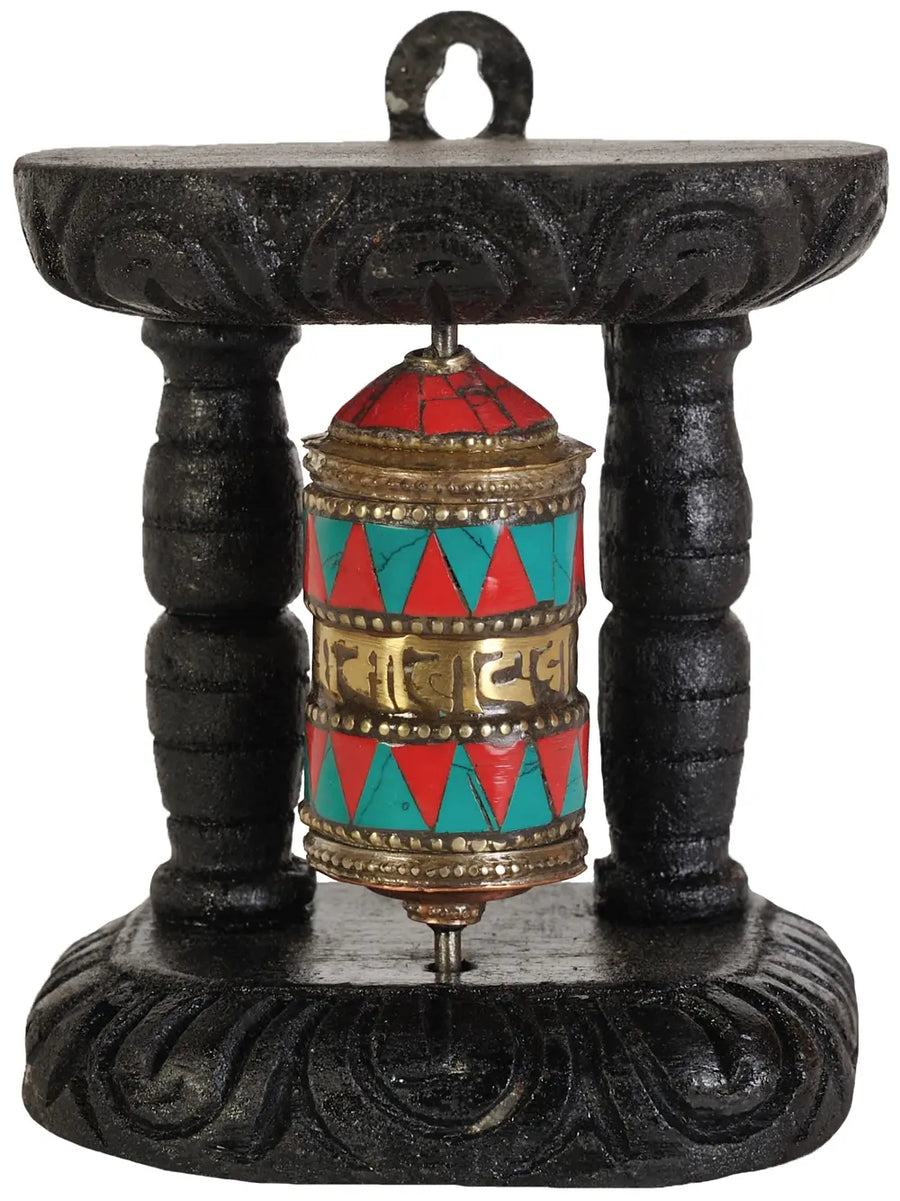 Prayer Wheel Tibetan Buddhist Brass Statue