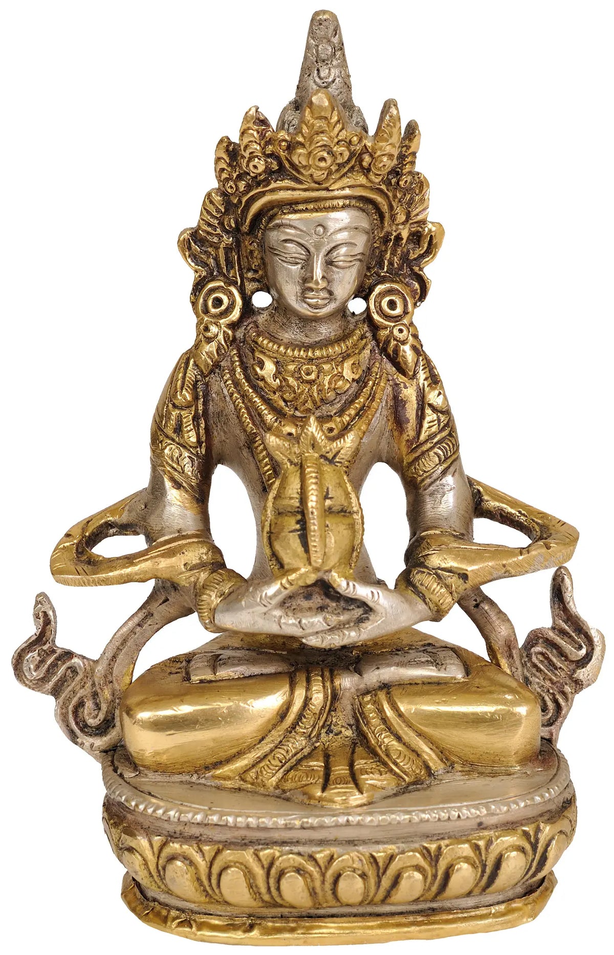 5" Amitabha Buddha Brass Statue | Handmade Tibetan Buddhist Deity Idol | Made in India