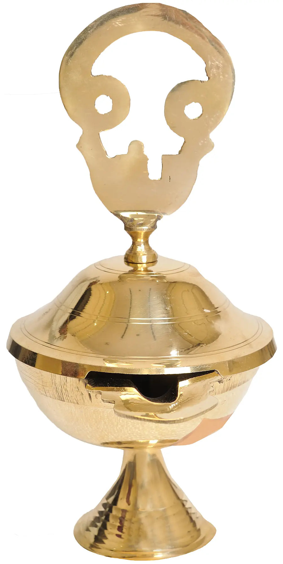 8" Tamil Om Brass Oil Lamp Handmade