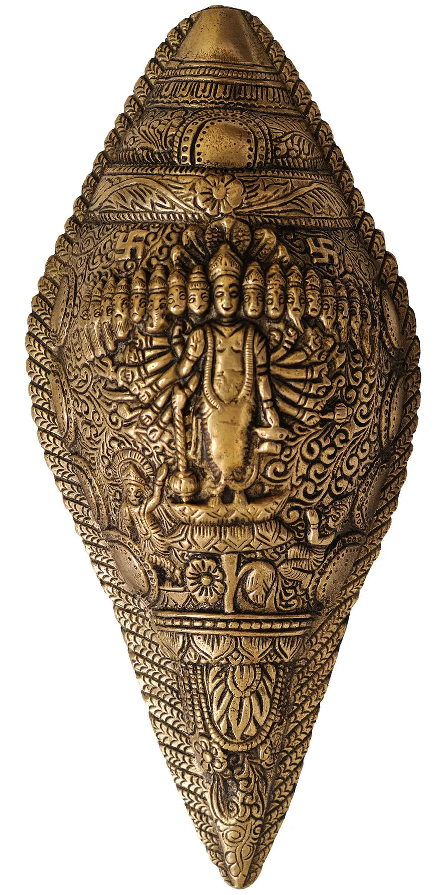 10" Brass Vishvarupa Conch Wall Hanging Handmade