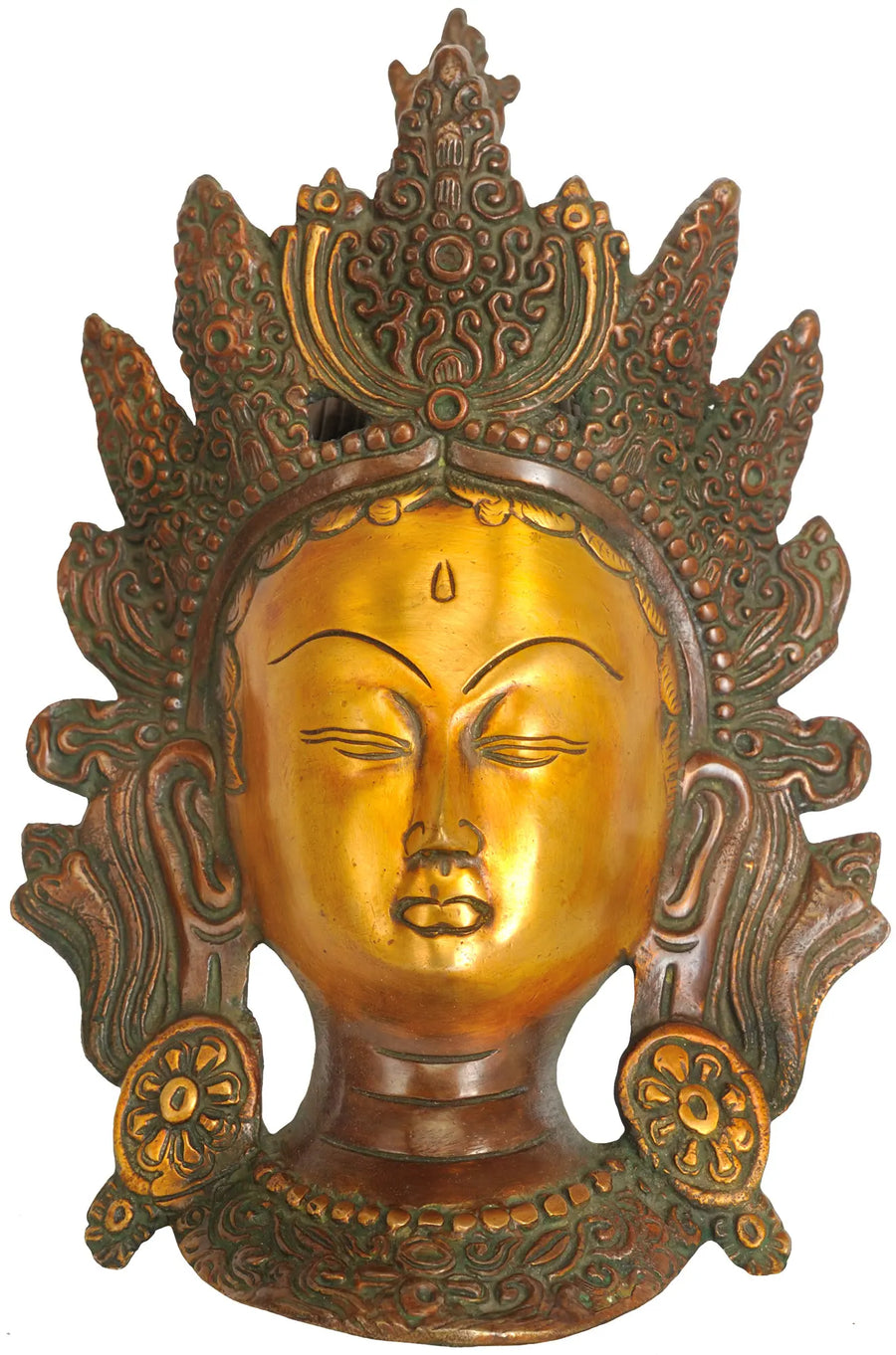 10" Goddess Tara Handmade Brass Wall Hanging Mask