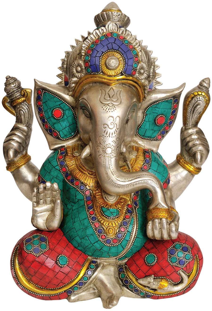 12" Lord Ganesha Brass Statue Handmade