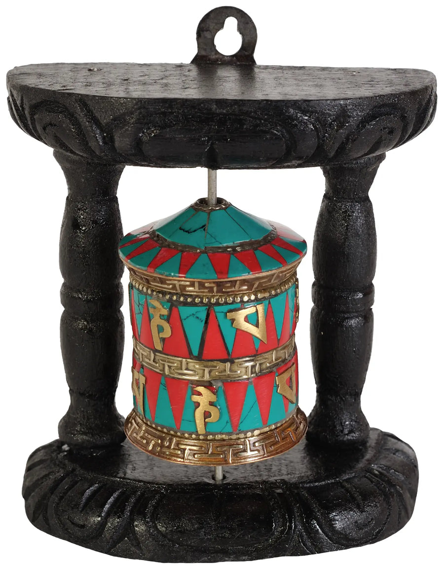 Tibetan Buddhist Brass Prayer Wheel Statue