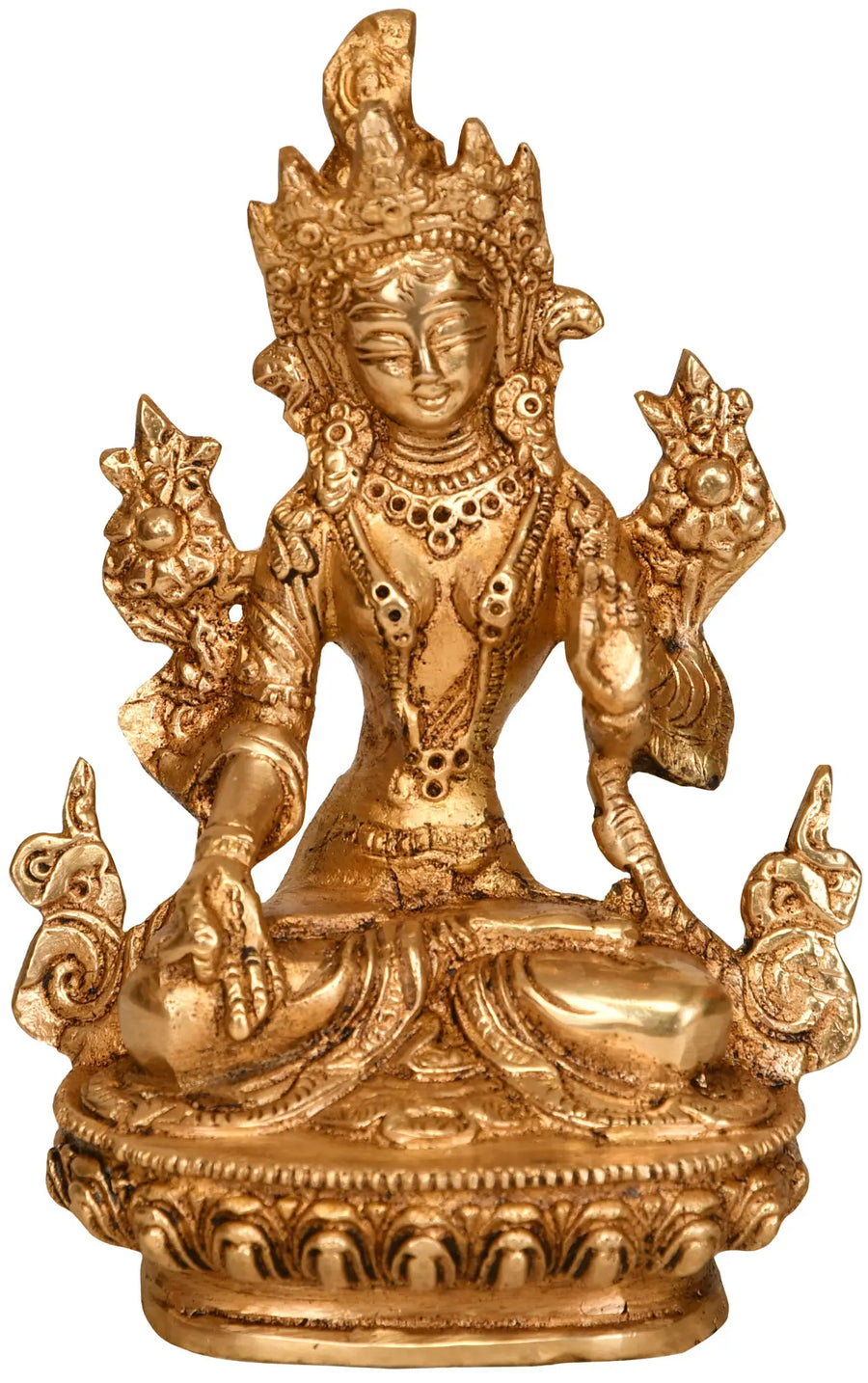 6" White Tara Tibetan Buddhist Brass Statue Handmade