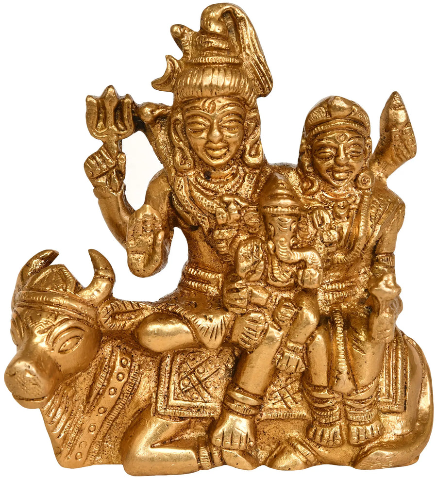 3" Shiva Family Handmade Brass Statue