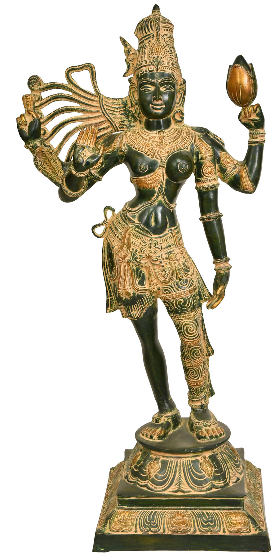 40" Ardhanarishvara Shiva Shakti Brass Statue Handmade