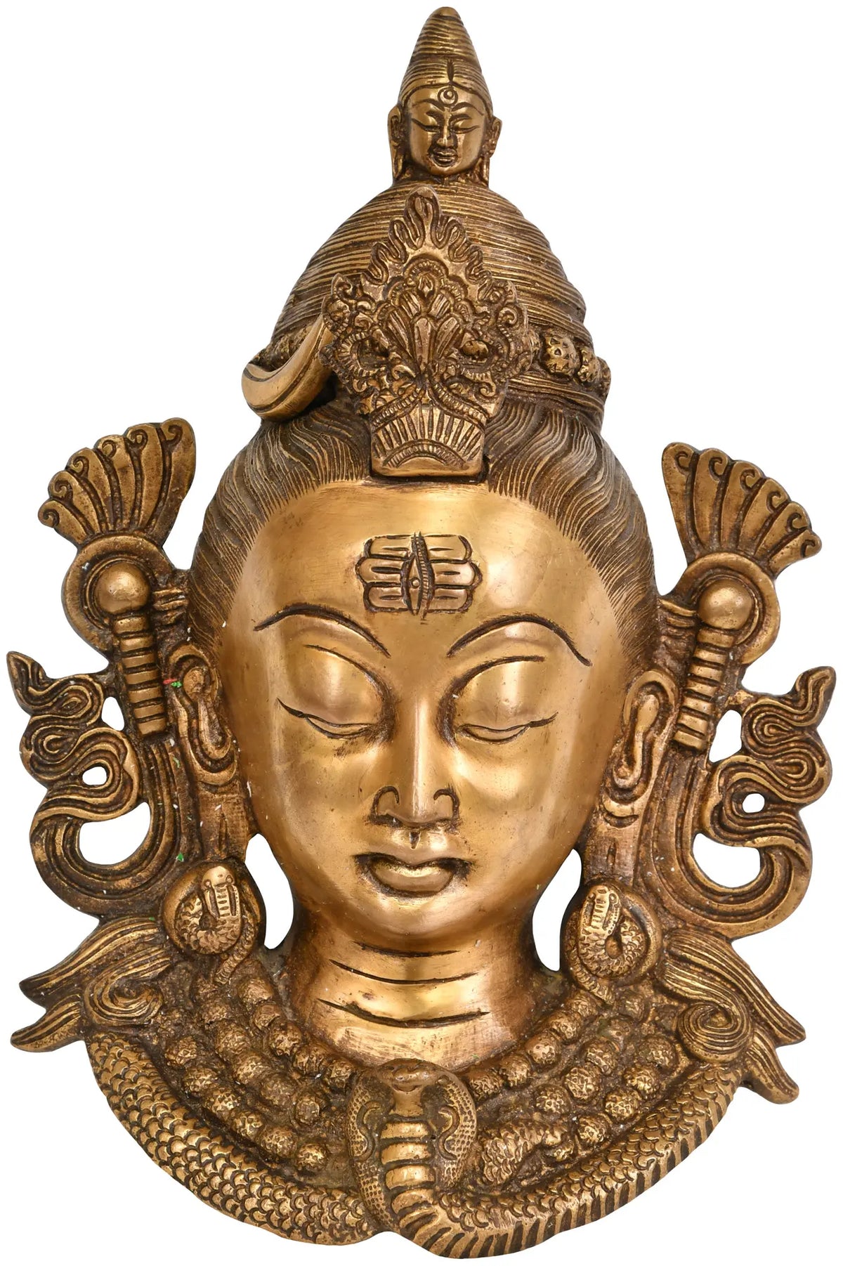 10" Lord Shiva Wall Hanging Mask In Brass | Handmade | Made In India