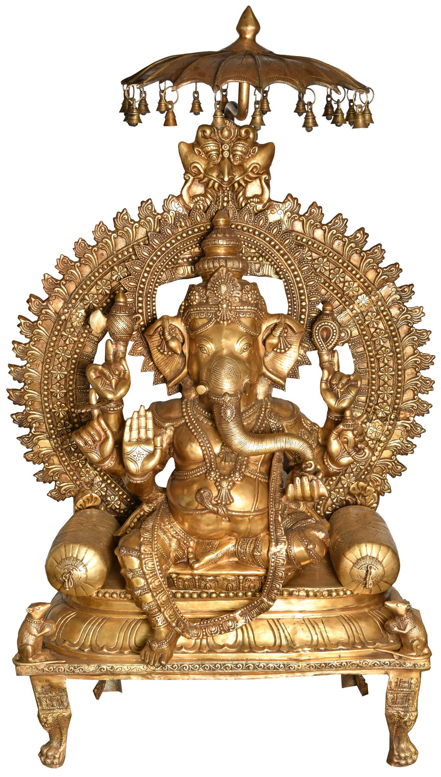 63" Lord Ganesha Handmade Brass Sculpture for Home Decor