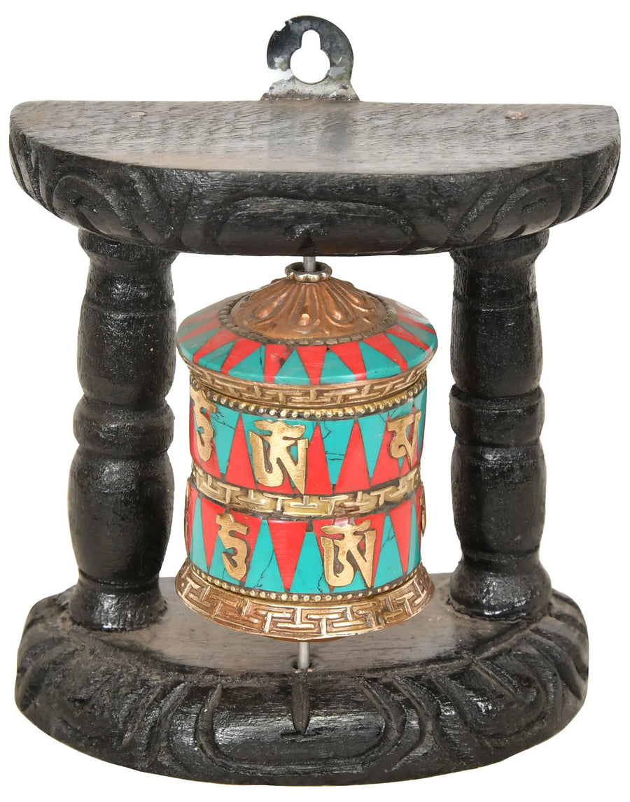 Tibetan Buddhist Brass Prayer Wheel Statue Small Size