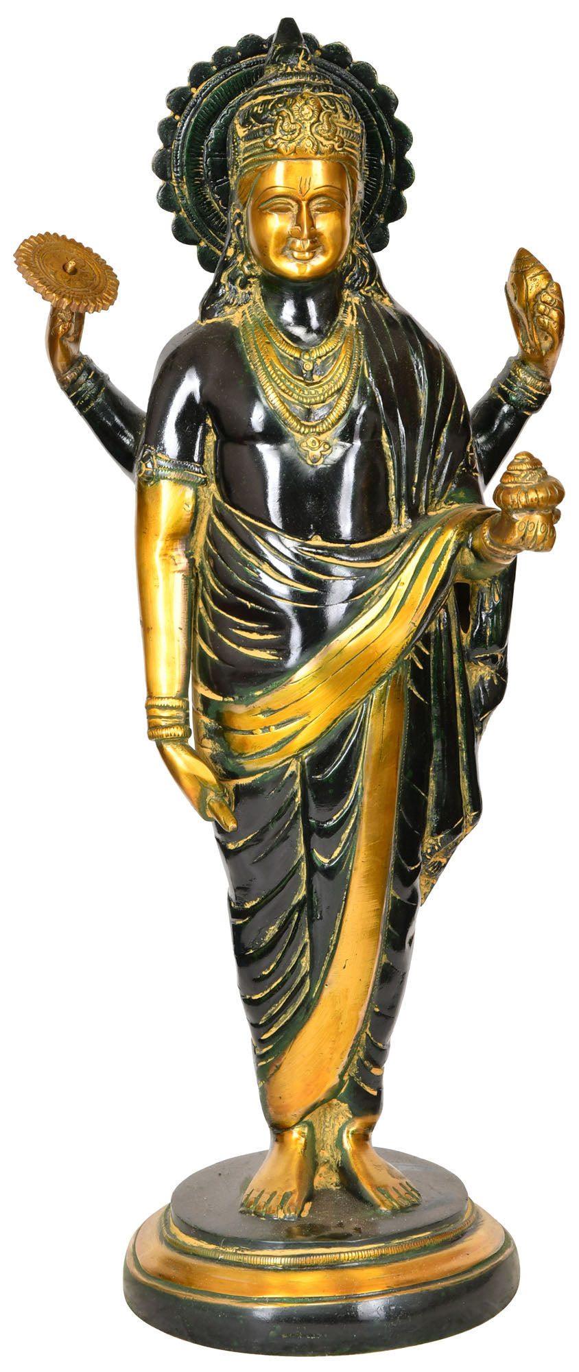 18" Dhanvantari Brass Statue - Handmade Physician of Gods Idol