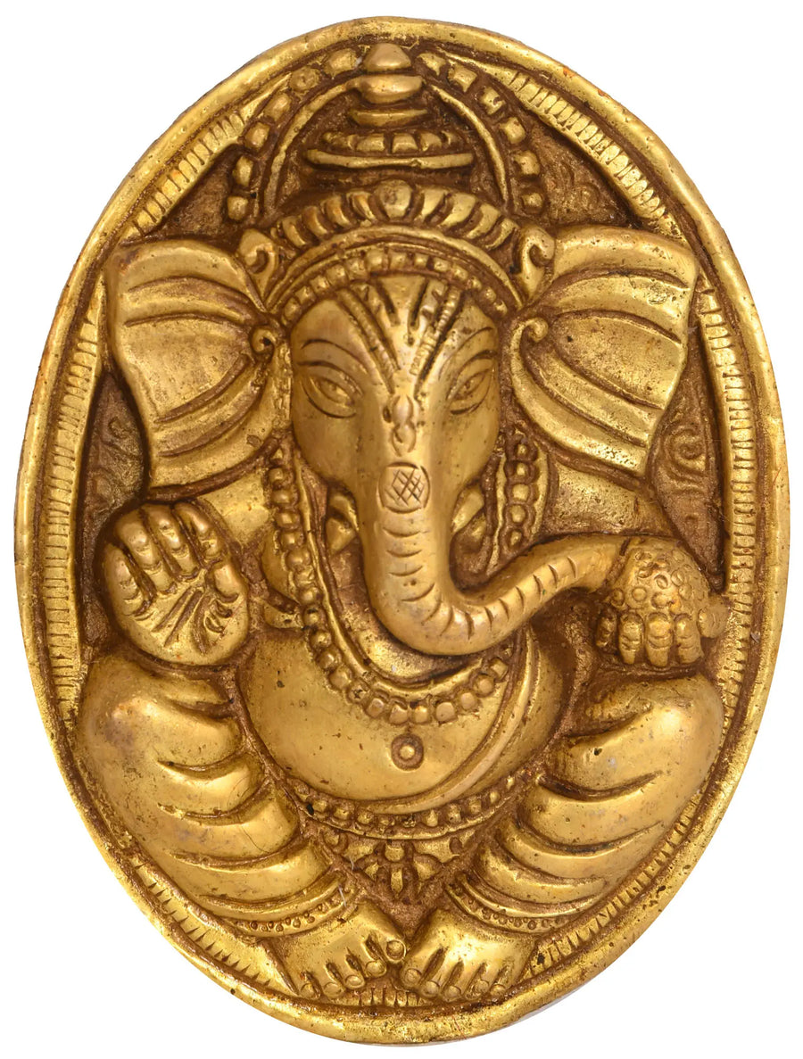 Lord Ganesha Brass Wall Hanging Statue