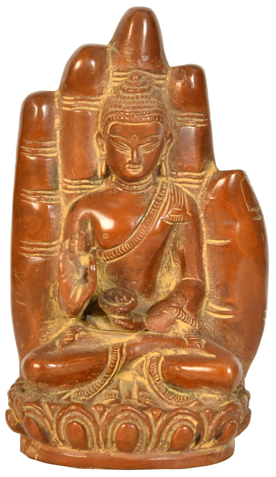 5" Lord Buddha Emerging from Hand Brass Statue Handmade