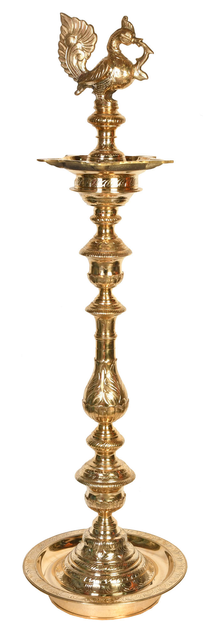 36" Large Brass Ritual Lamp for Pooja - Handmade