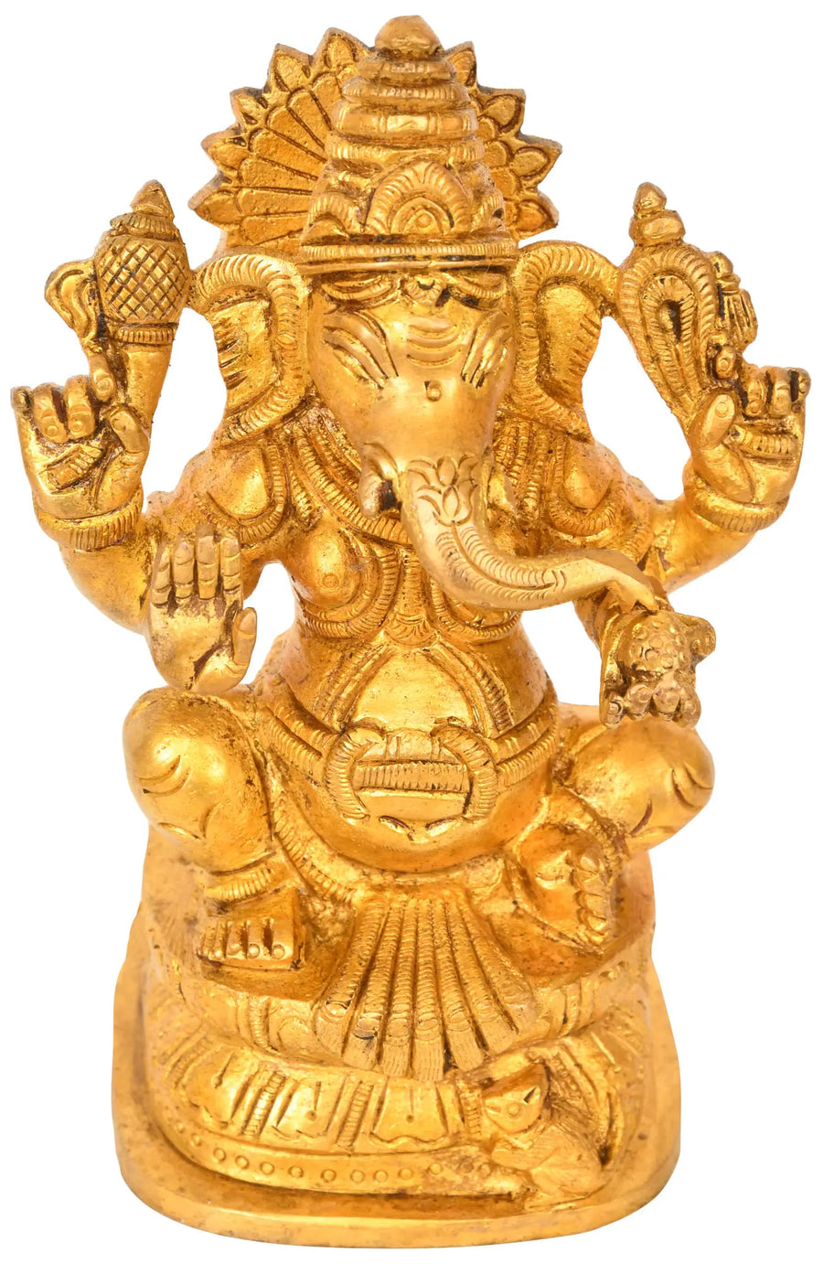 5" Handmade Bhagawan Ganesha Brass Idol for Pooja