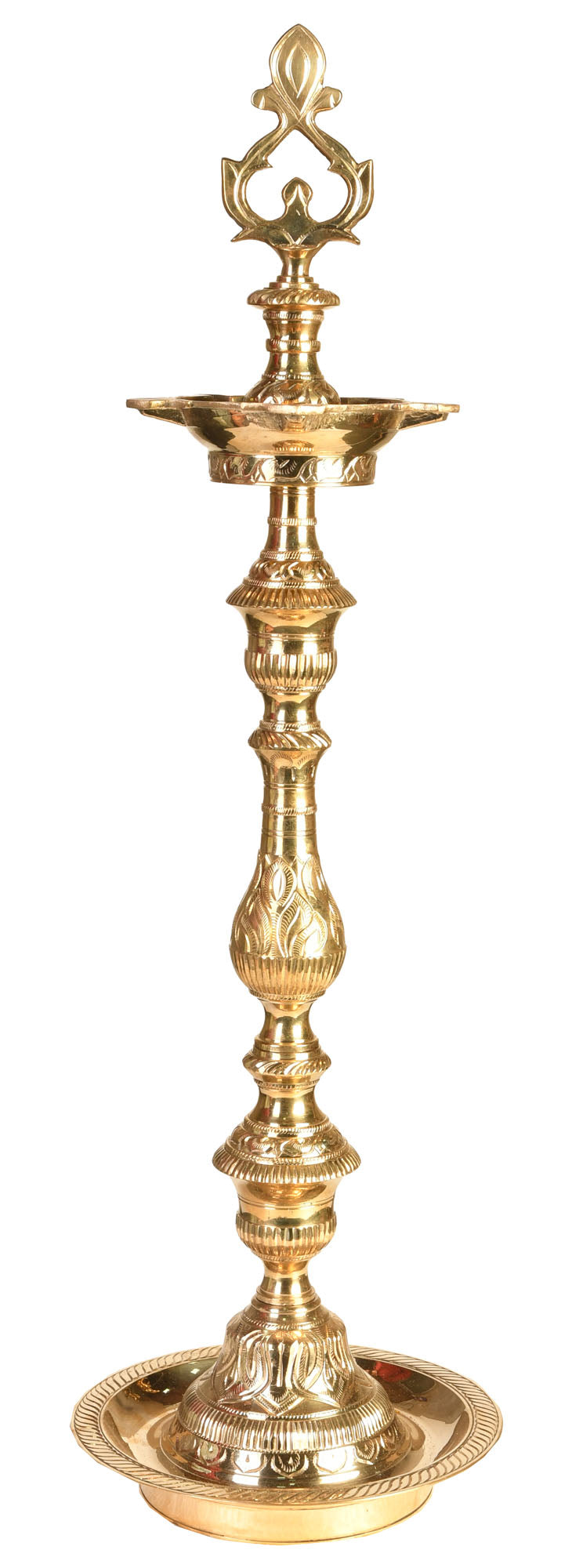 20" Brass Ritual Lamp Handmade for Pooja
