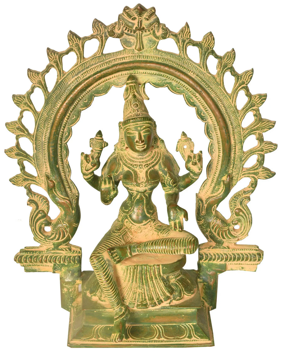 10" Goddess Lakshmi Handmade Brass Statue for Pooja