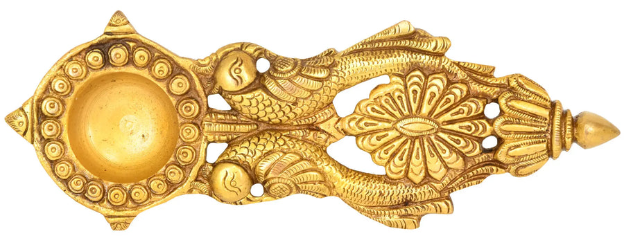 7" Brass Handheld Aarti Lamp Handmade