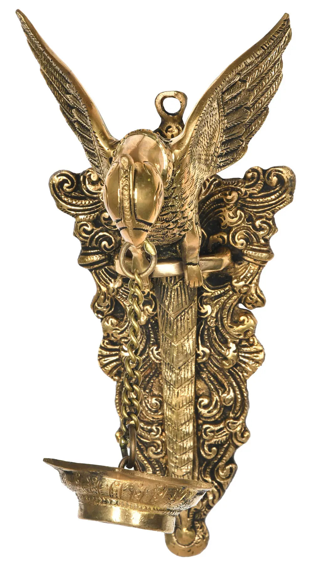 10" Wall Hanging Parrot Lamp in Brass | Handmade | Made in India