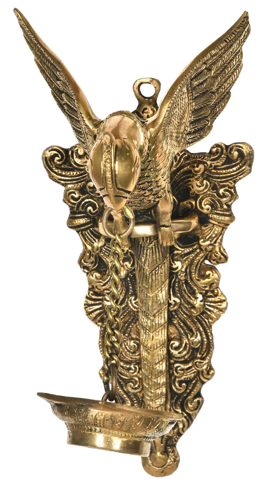 10" Brass Parrot Wall Hanging Lamp Handmade