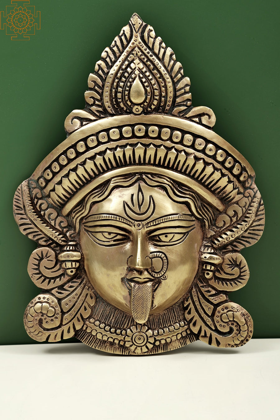 10" Handmade Goddess Durga Brass Wall Hanging Mask