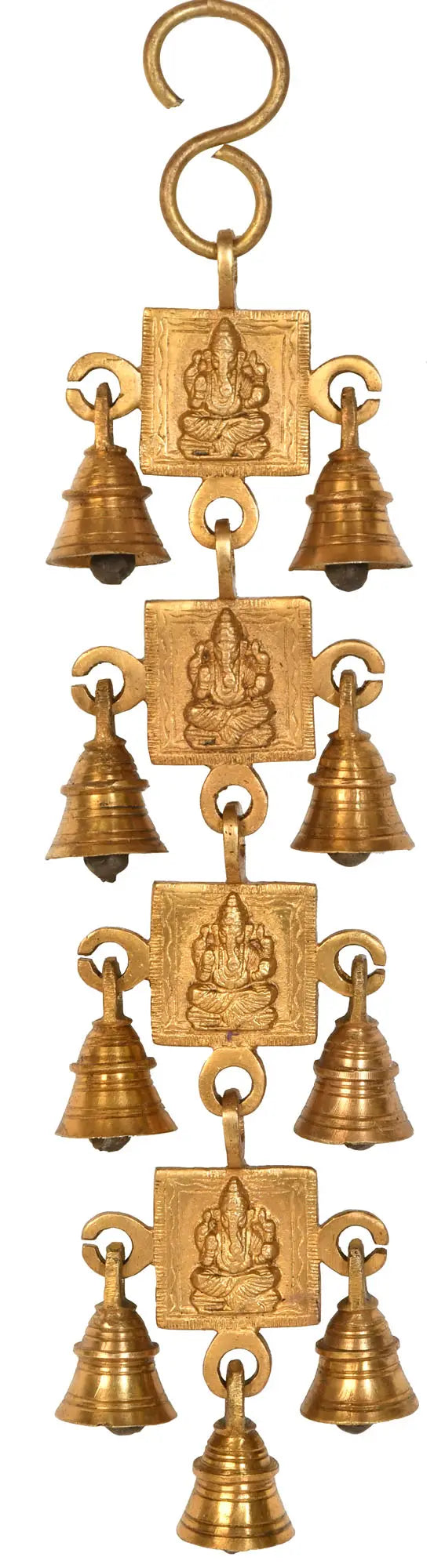 15" Brass Ganesha Hanging Bells Handmade Statue
