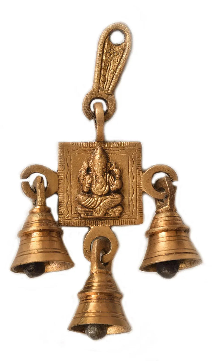 6" Ganesha Brass Hanging Bells Handmade Statue