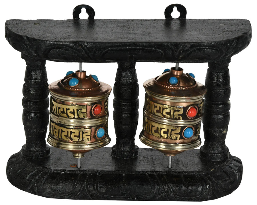 Tibetan Buddhist Prayer Wheel Brass Statue Handmade