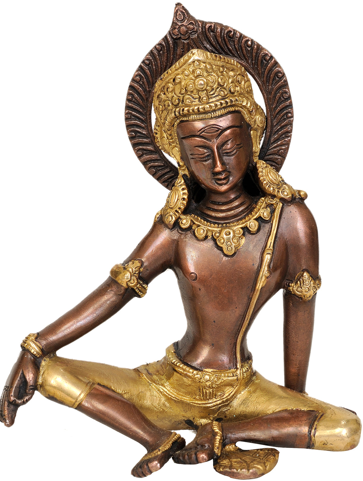 7" Haloed Indra, Watching Over From The Heavens In Brass | Handmade | Made In India