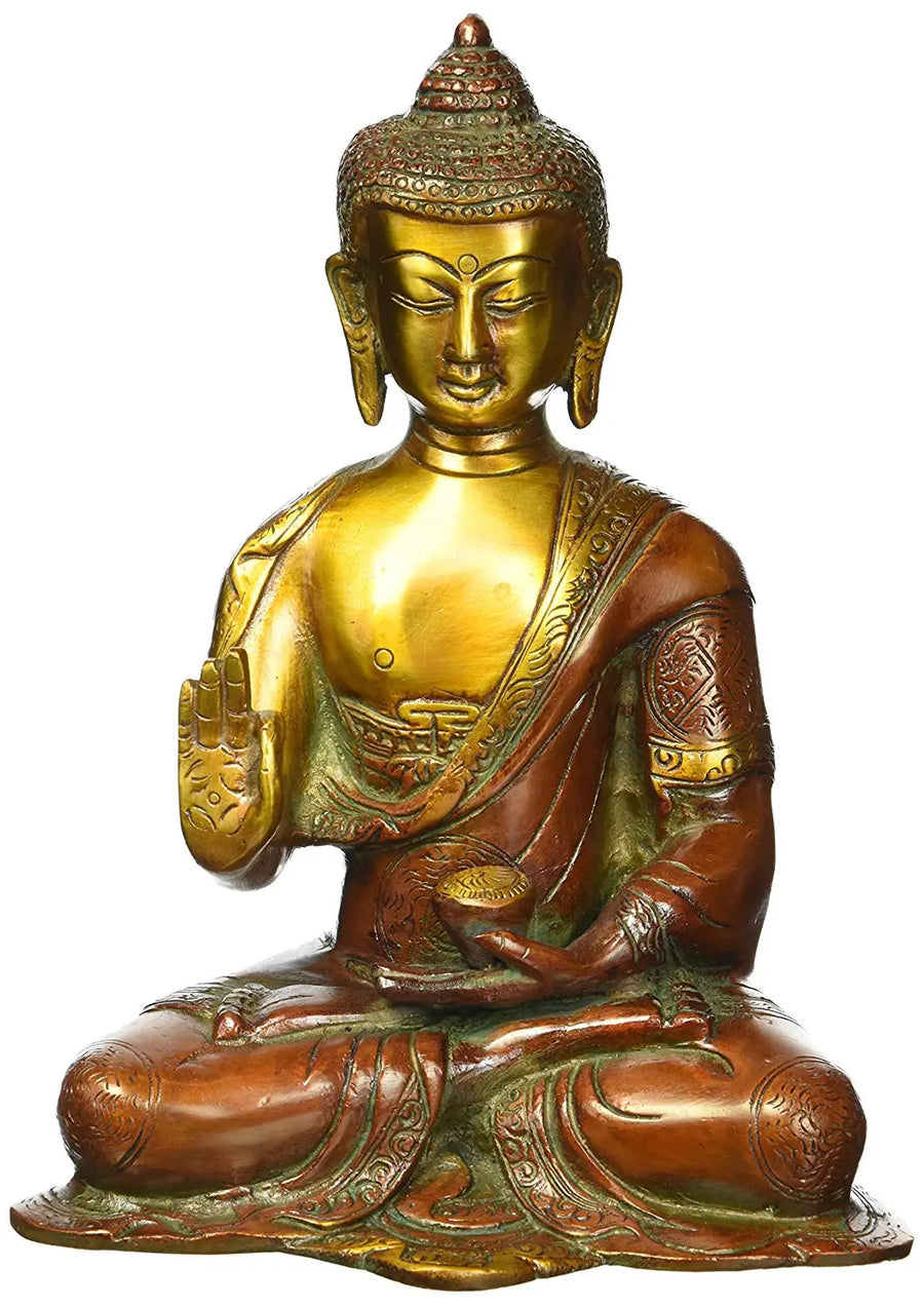 8" Blessing Buddha Handmade Brass Statue for Home Pooja