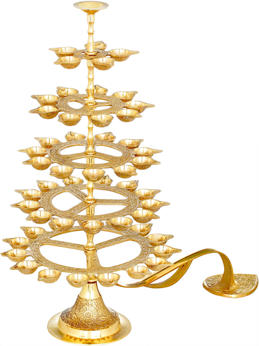 Fifty-Four Wicks Brass Aarti Lamp for Pooja