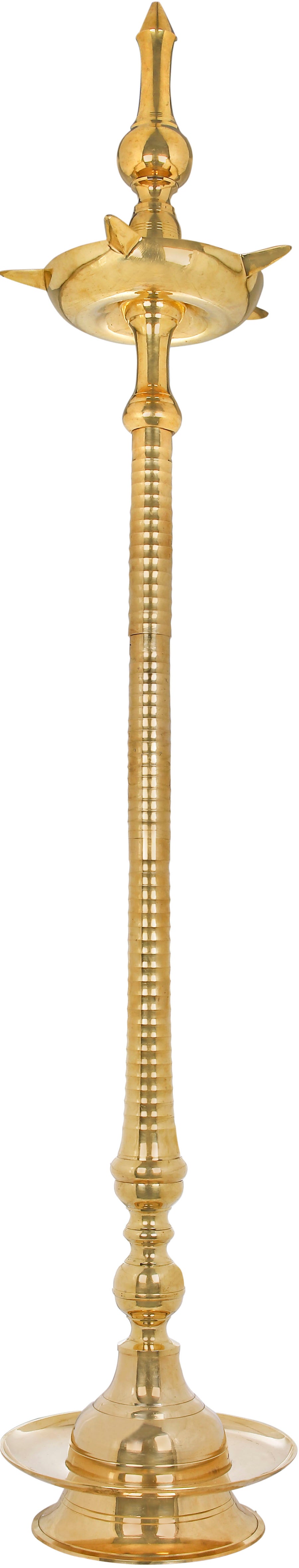 74" South Indian Brass Lamp Statue Handmade Home Decor