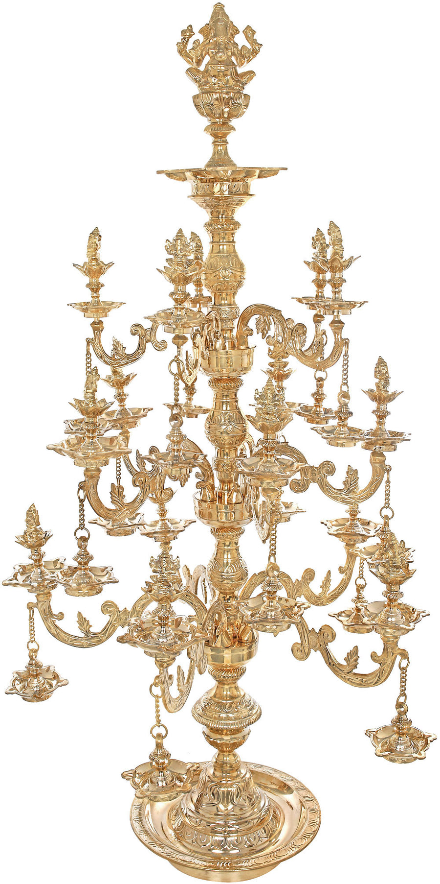 57" Lord Ganesha Brass Lamp Handmade Statue for Home Decor