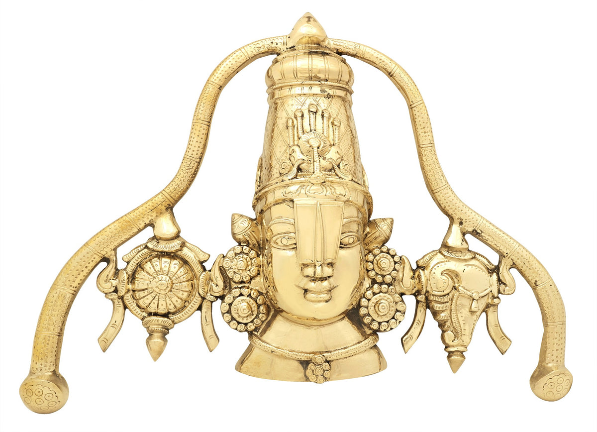 13" Perumal Face Wall Mount In Brass | Handmade | Made In India