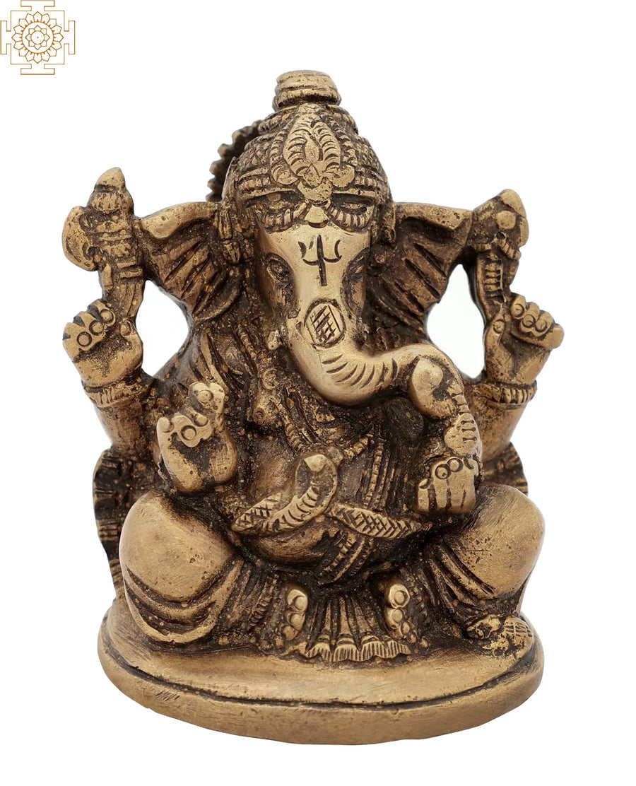 Small Handmade Brass Ganesha Idol for Pooja