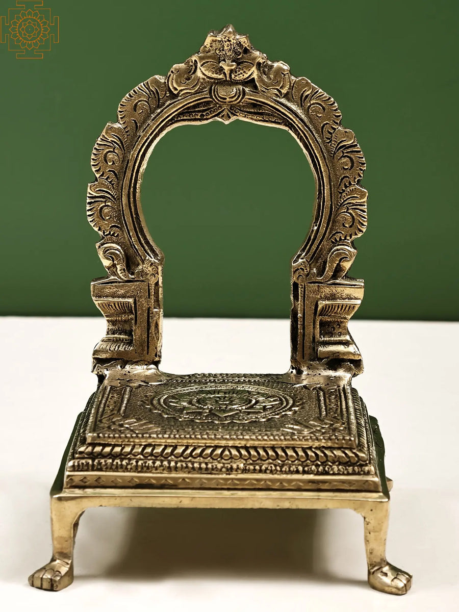7" Brass Kirtimukha Throne Statue Handmade