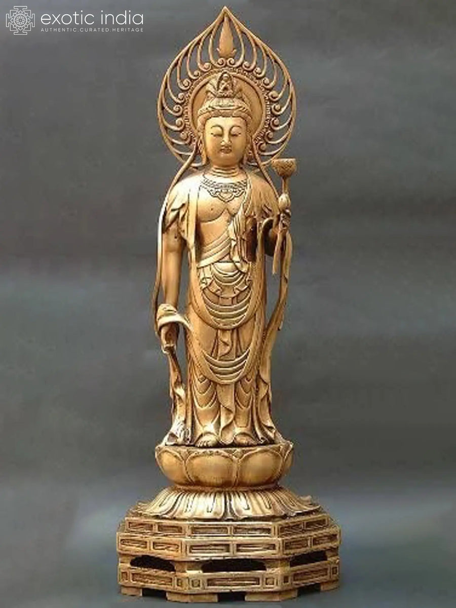 24" Kuan Yin Handmade Brass Statue for Home Decor