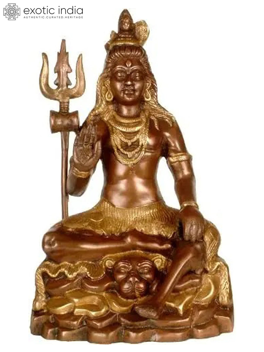 14" Lord Shiva Handmade Brass Sculpture for Home Decor