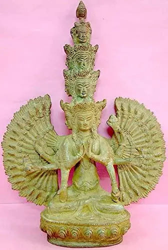 12" Eleven Headed Thousand Armed Avalokiteshvara Brass Statue