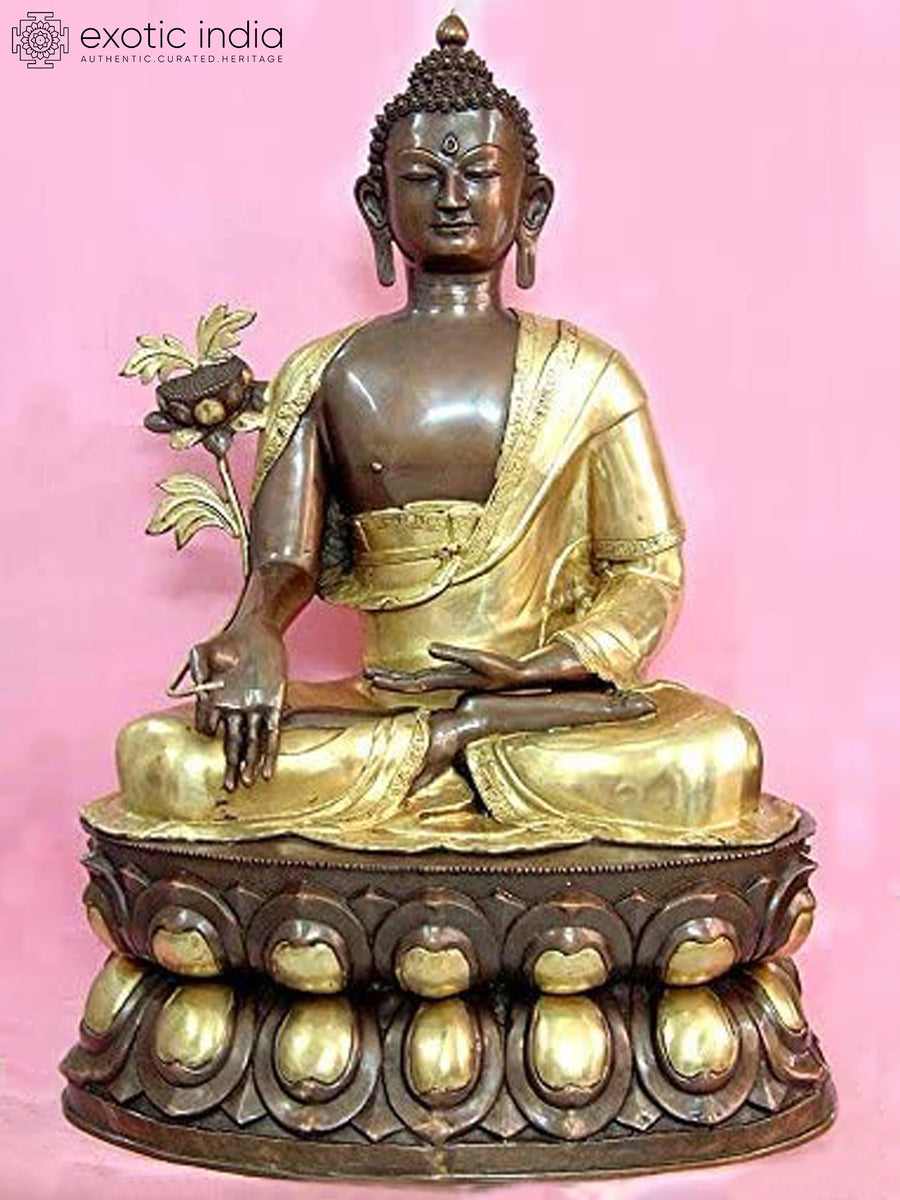 38" Medicine Buddha Brass Statue - Tibetan Buddhist Handmade Idol