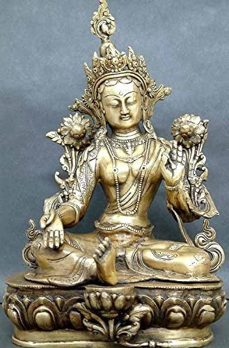 18" Tibetan Buddhist Goddess Green Tara in Brass | Handmade | Made In India