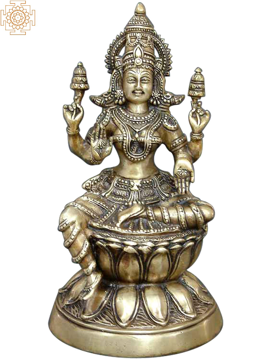 15" Goddess Lakshmi Handmade Brass Statue for Pooja
