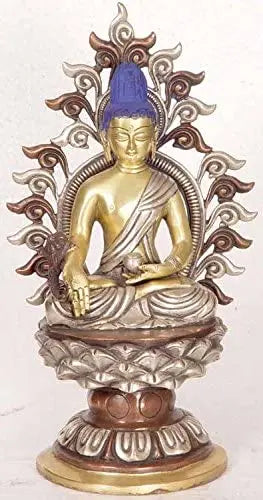 10" Medicine Buddha Brass Statue - Handmade Tibetan Buddhist Idol
