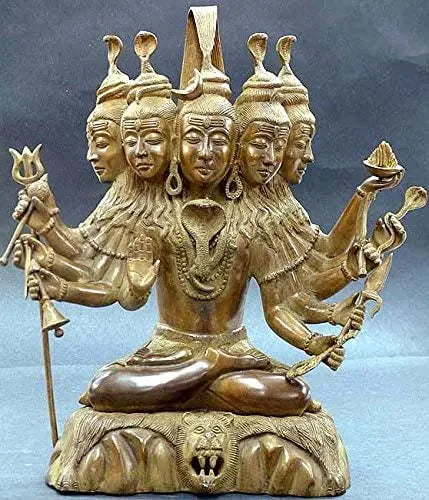 16" Sadashiva Handmade Brass Statue for Pooja