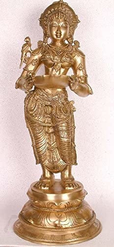 21" Large Handmade Lakshmi Brass Statue for Home Pooja