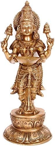 18" Brass Lamp of Prosperity Handmade Statue
