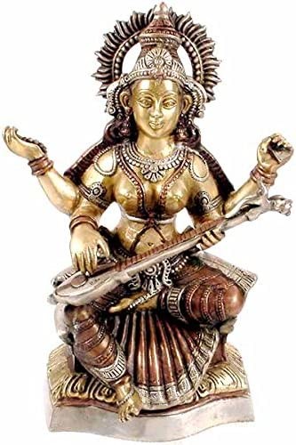17" Saraswati In Brass | Handmade | Made In India