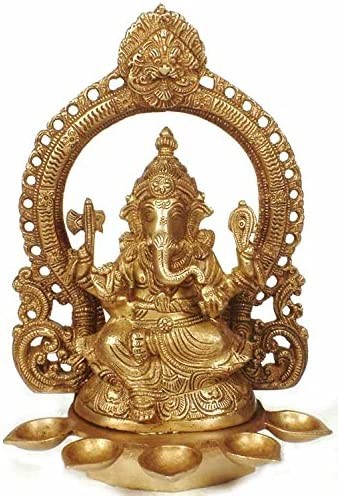 11" Brass Ganesha Statue for Auspicious New Ventures Handmade