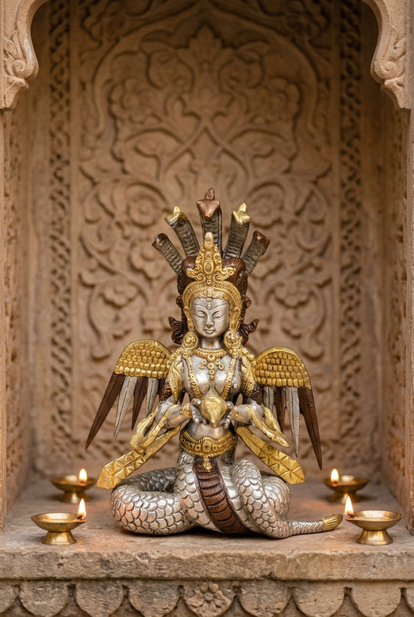 Brass Naga Kanya Statues