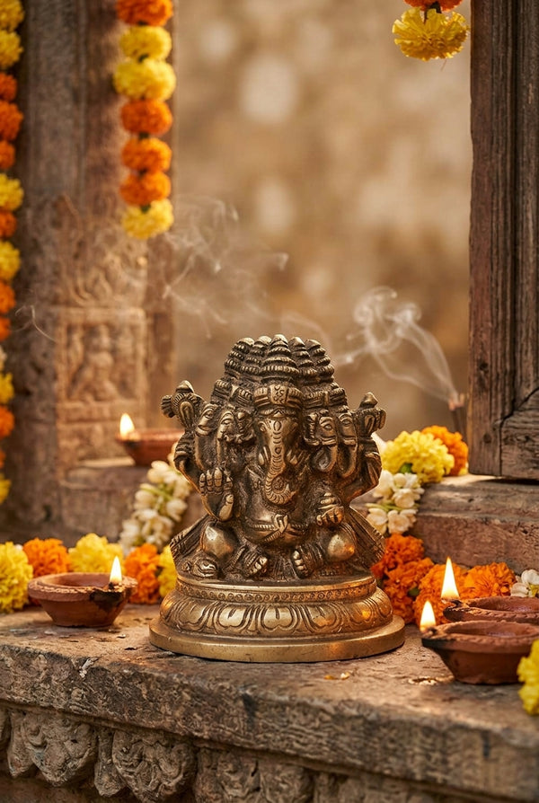 Panchamukhi Ganesha Brass Statues